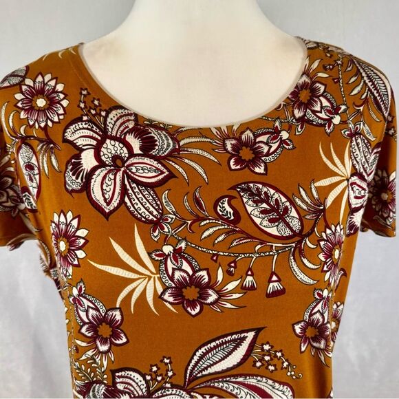 Signature by Robbie Bee burnt orange and burgundy faux wrap dress size PM - Picture 3 of 10